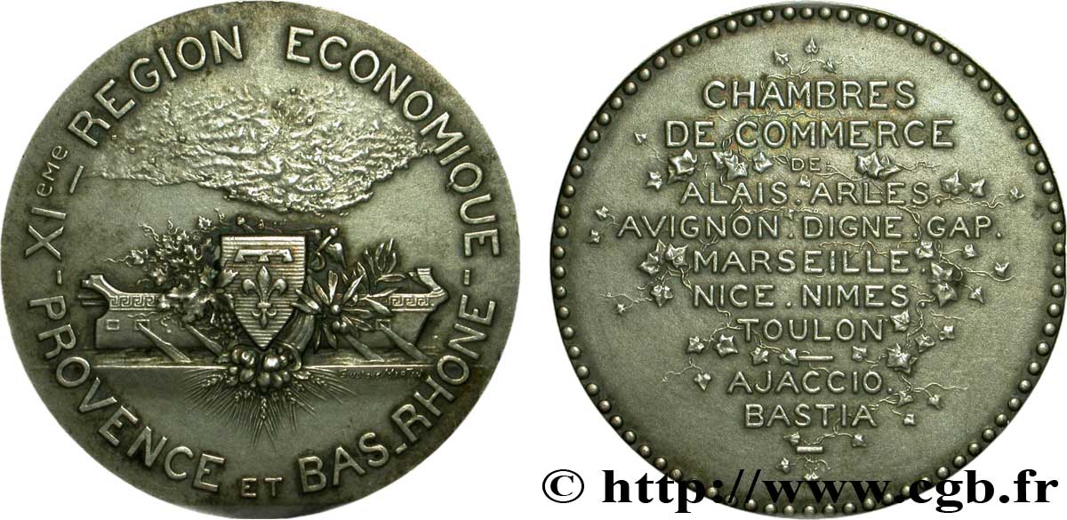 PROVENCE - JETONS ET MÉDAILLES DU XIXe S. Médaille Ar 40, Chambre de commerce de Provence SPL