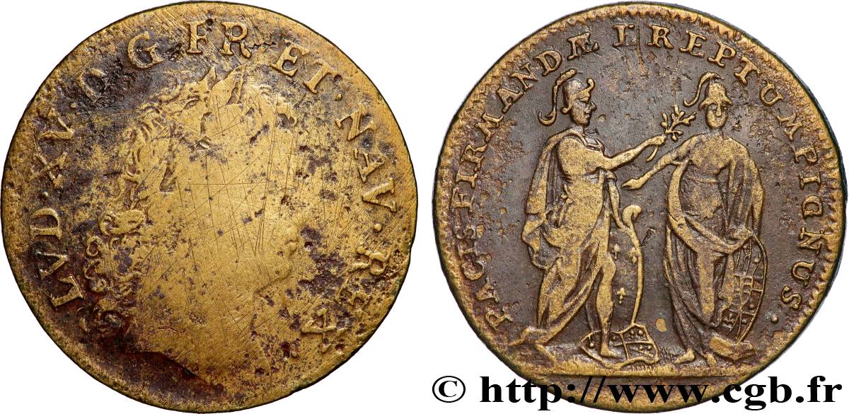 LOUIS XV DIT LE BIEN AIMÉ La prise de Fontarabie (pays Basque) B/TB+