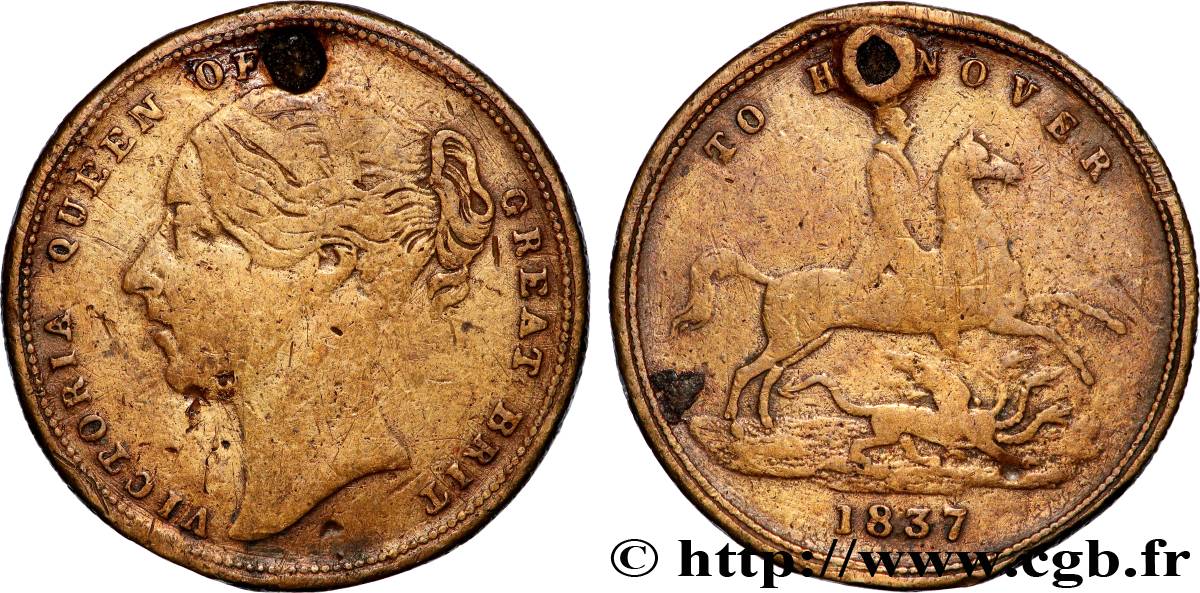GREAT-BRITAIN - VICTORIA Jeton de Compte Victoria / Duc de Cumberland VF