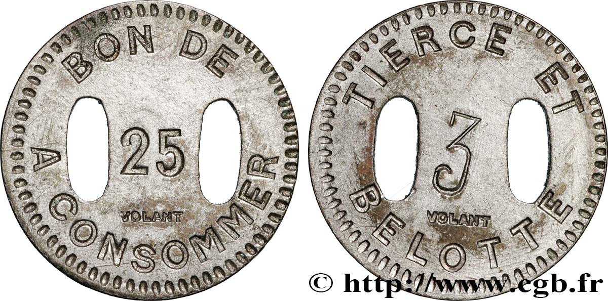 CASINOS AND GAMES Bon à 25 centimes à consommer, Volant XF