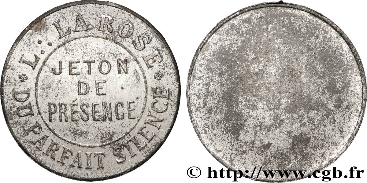 FRANC-MAÇONNERIE - PARIS JETON DE PRÉSENCE, LA ROSE DU PARFAIT SILENCE BB