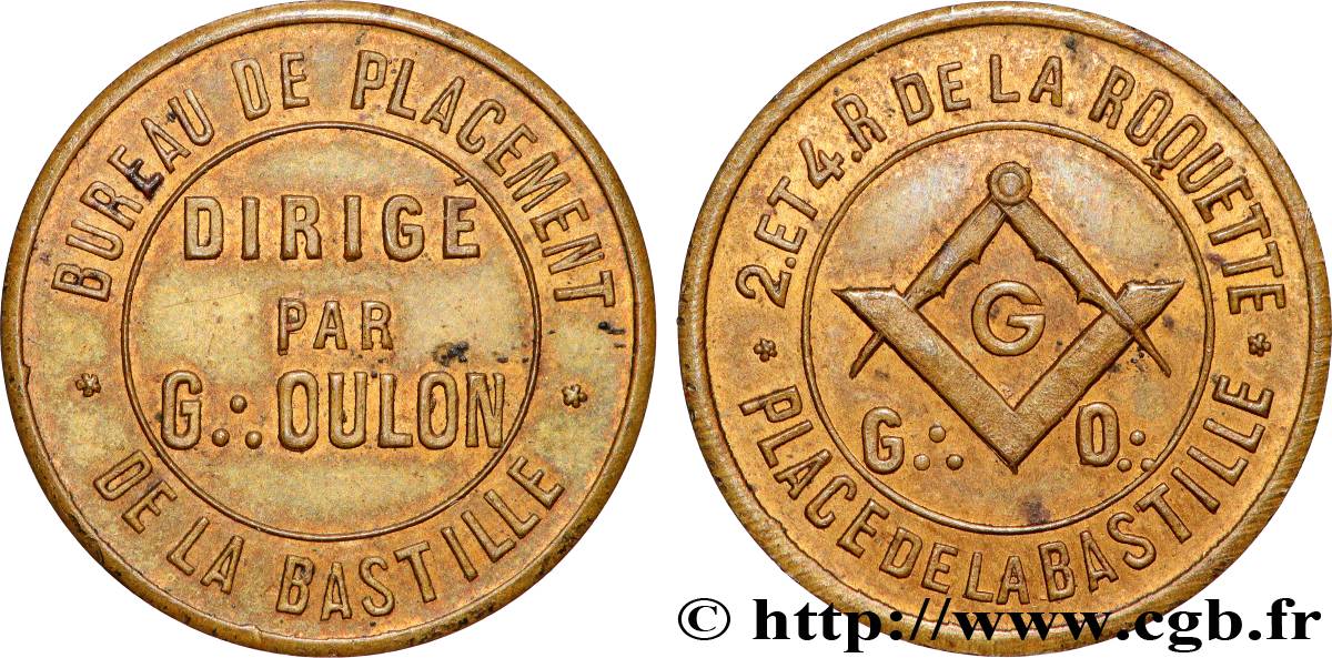 FREEMASONRY BUREAU DE PLACEMENT DE LA BASTILLE XF