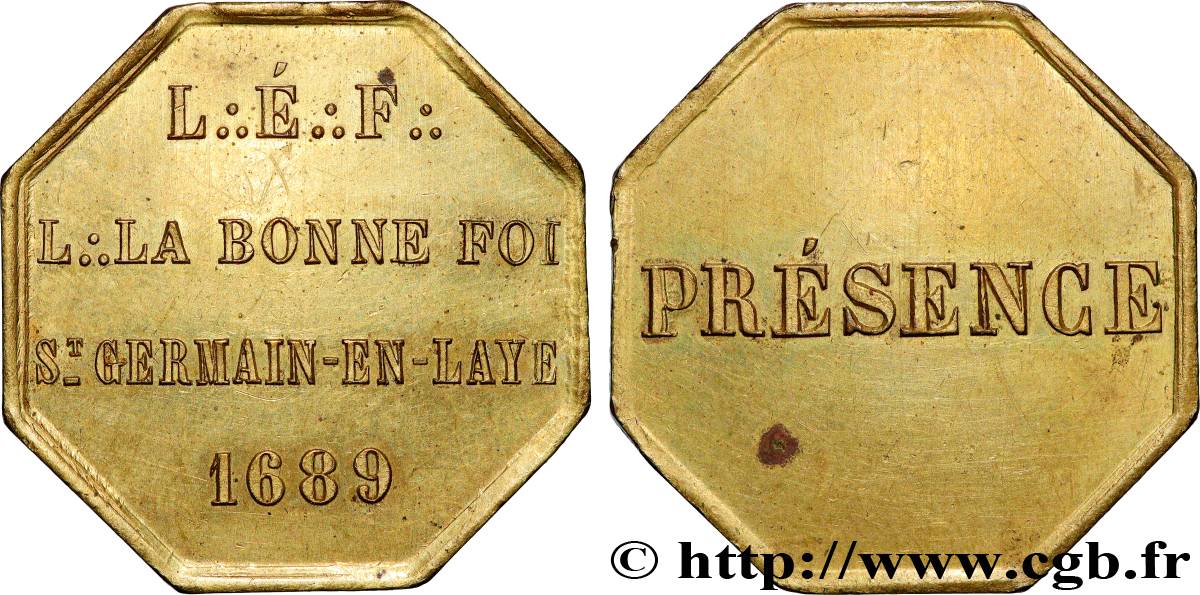 FRANC - MAÇONNERIE SAINT-GERMAIN-EN-LAYE, LA BONNE FOI TTB+