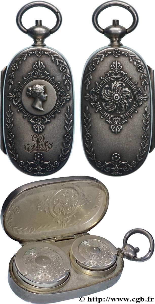 COIN PURSE, WALLET Porte-louis, Médaillon et motifs floraux  AU