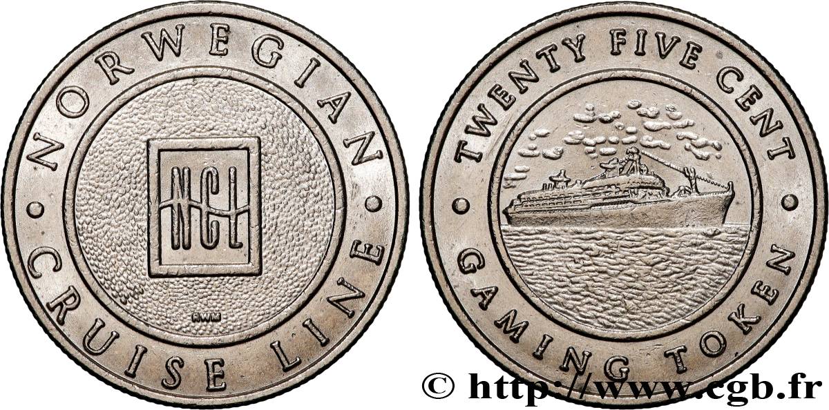 CASINOS ET JEUX Jeton de jeu, 25 centimes, Compagnie de croisière norvégienne VZ