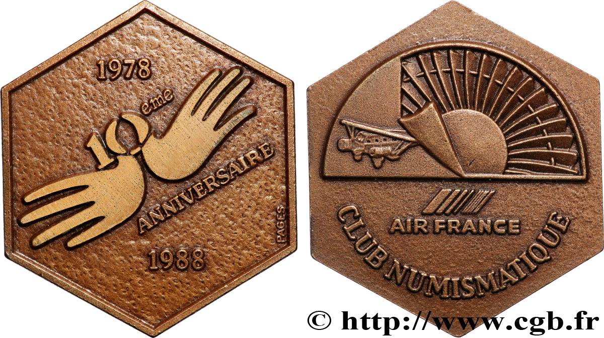 QUINTA REPUBBLICA FRANCESE Dixième anniversaire du Club Numismatique d’AIR FRANCE SPL