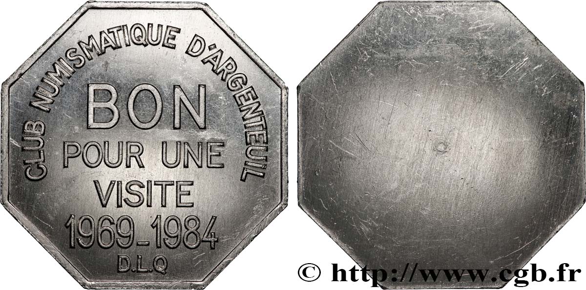 PUBLICITÉ ET JETONS PUBLICITAIRES Club numismatique d’Argenteuil, Bon pour une visite SUP