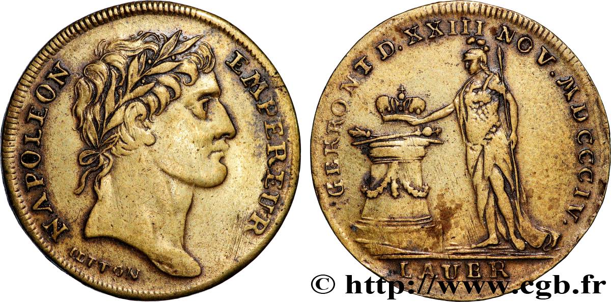FIRST FRENCH EMPIRE. Napoléon Emperor bare head - Republican calendar Le couronnement XF