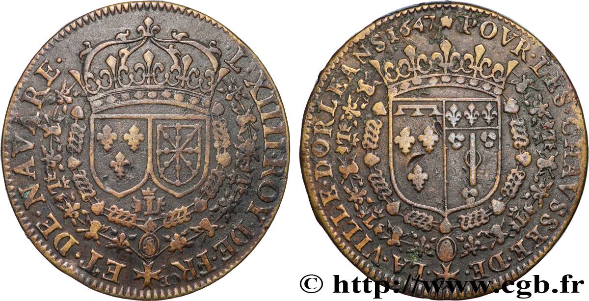 ORLÉANAIS - Nobility and towns Jeton Lt 27, Chambre des chaussées d’Orléans XF