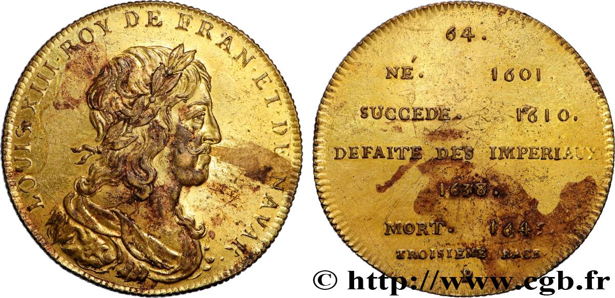 SÉRIE MÉTALLIQUE DES ROIS DE FRANCE Règne de LOUIS XIII - 64 - Émission de Louis XVIII XF