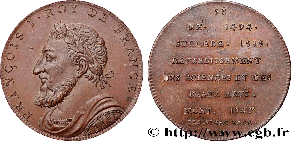SÉRIE MÉTALLIQUE DES ROIS DE FRANCE Règne de FRANÇOIS Ier - 58 - Émission Louis XVIII VZ