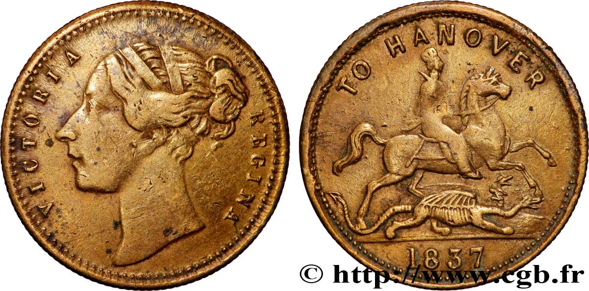 GRANDE BRETAGNE - VICTORIA Jeton de Compte Victoria / Duc de Cumberland TTB