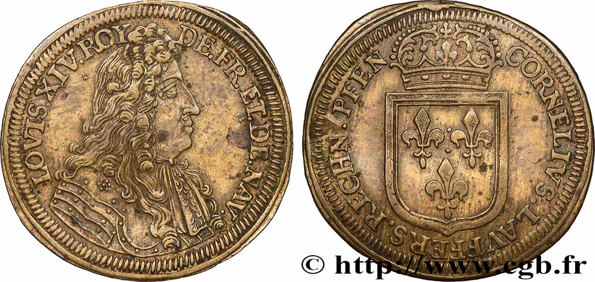 LOUIS XIV THE GREAT or THE SUN KING Jeton de compte AU