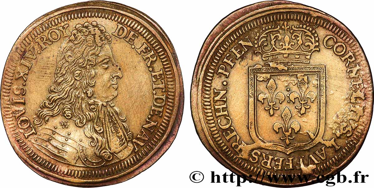 LOUIS XIV THE GREAT or THE SUN KING Jeton de compte XF