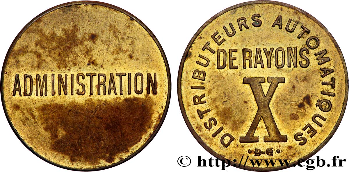 MISCELLANEOUS NOT ATTRIBUTED JETONS AND TOKENS Distributeurs automatiques de rayons X XF
