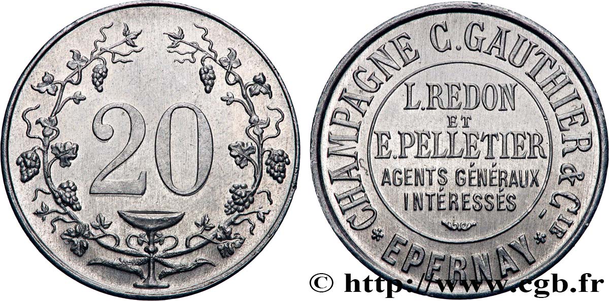 MISCELLANEOUS NOT ATTRIBUTED JETONS AND TOKENS Champagne C. Gauthier & C.ie AU