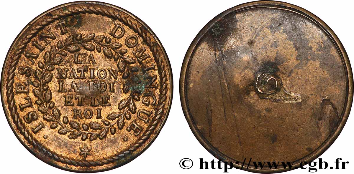 LOUIS XVI (MONARQUE CONSTITUTIONNEL)  Colonie de Saint-Domingue, Bouton TB