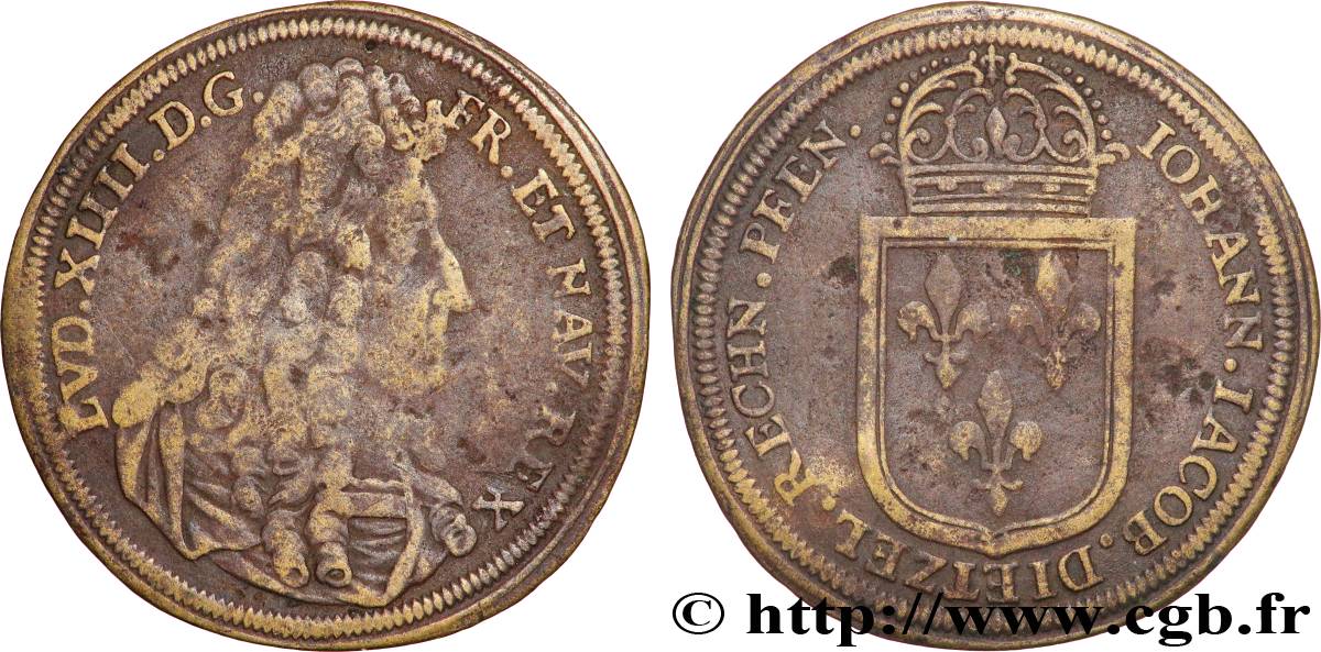 LOUIS XIV LE GRAND ou LE ROI SOLEIL Reproduction nurembergeoise des jetons français VF