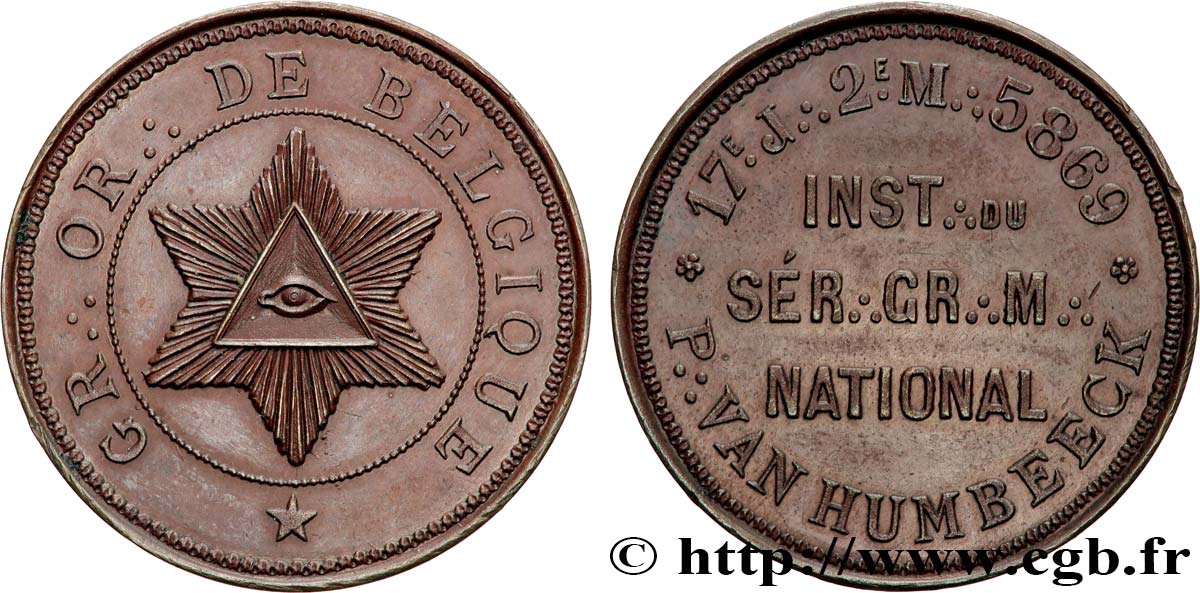 FRANC - MAÇONNERIE PIERRE VAN HUMBEECK  - BELGIQUE SUP