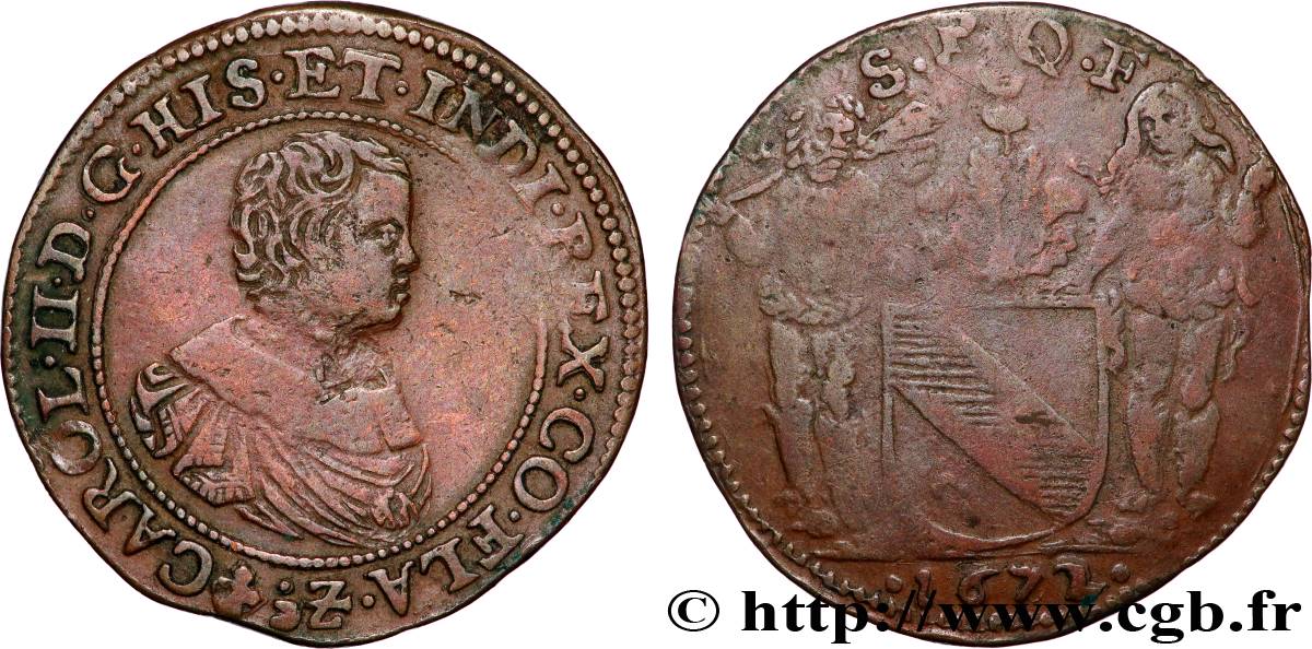 PAYS-BAS ESPAGNOLS - DUCHÉ DE BRABANT - CHARLES II D ESPAGNE Bruges TB+