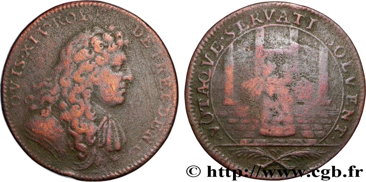 LOUIS XIV LE GRAND ou LE ROI SOLEIL Revers aux parties casuelles TB+