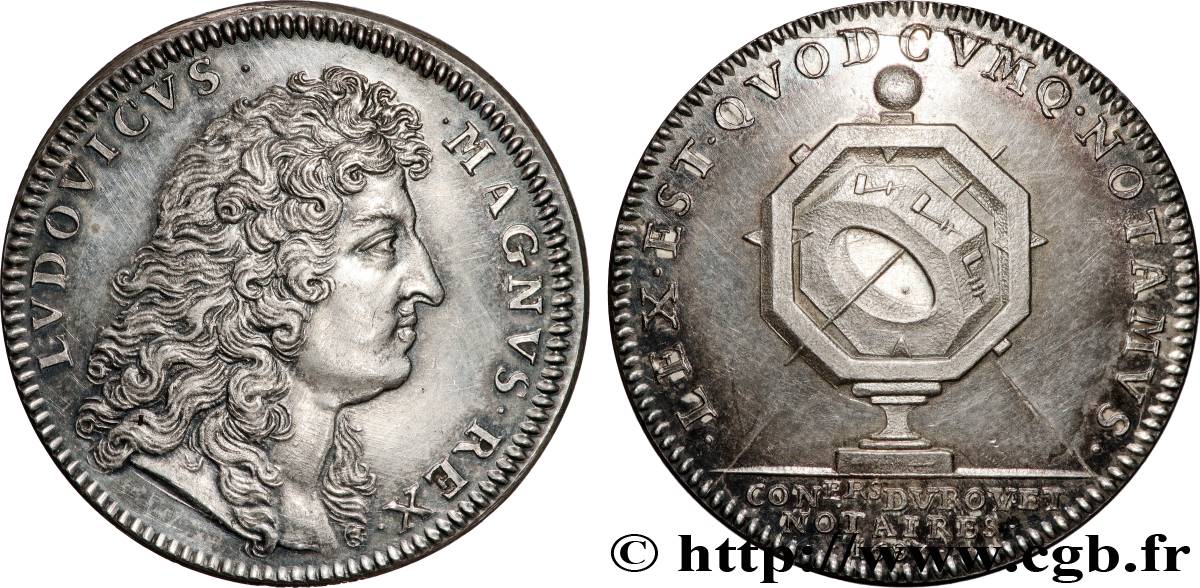 NOTAIRES ROYAUX Conseillers du roi et notaires de Paris - refrappe - Louis XIV SUP/TTB+