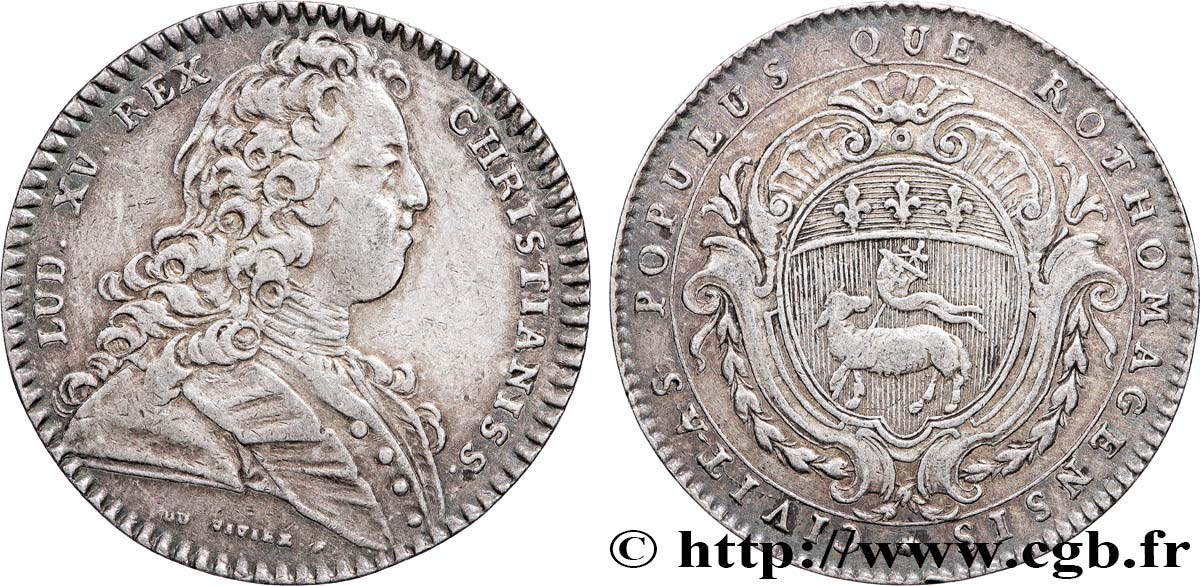 ROUEN (VILLE DE...) Louis XV, émission vers 1725 AU