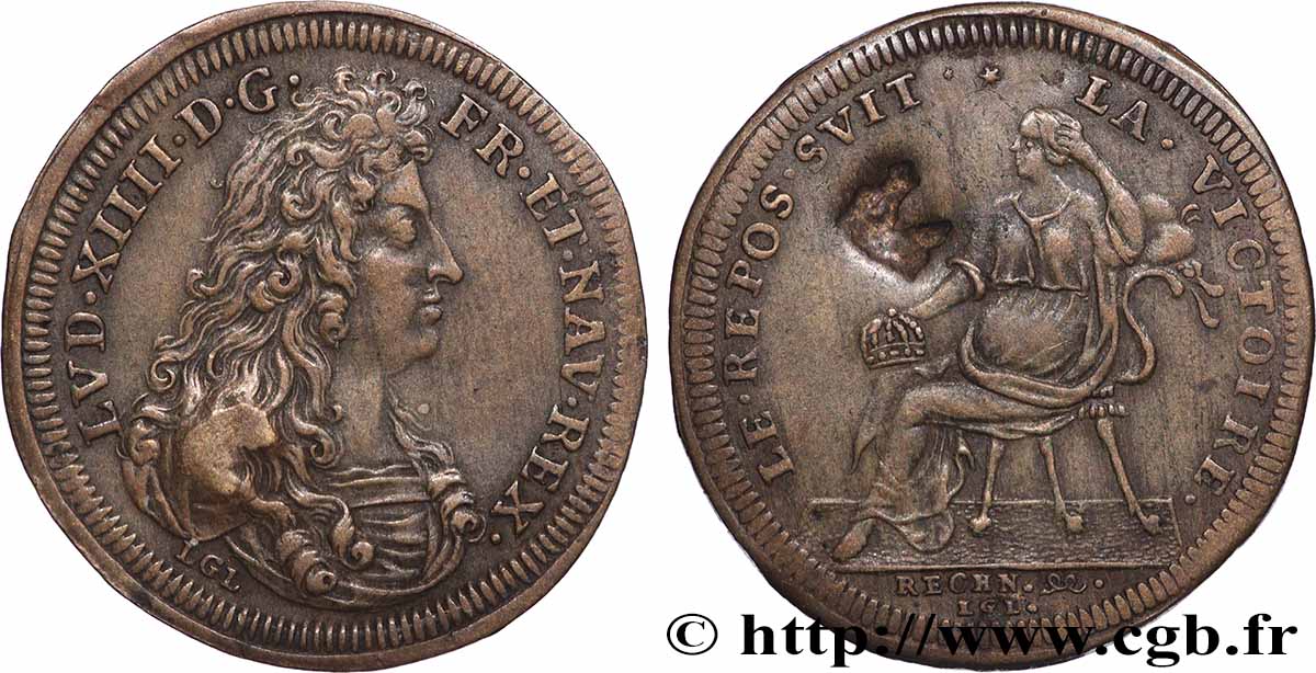 LOUIS XIV LE GRAND ou LE ROI SOLEIL Paix de Ratisbonne, contremarqué d’une tête de cheval q.BB