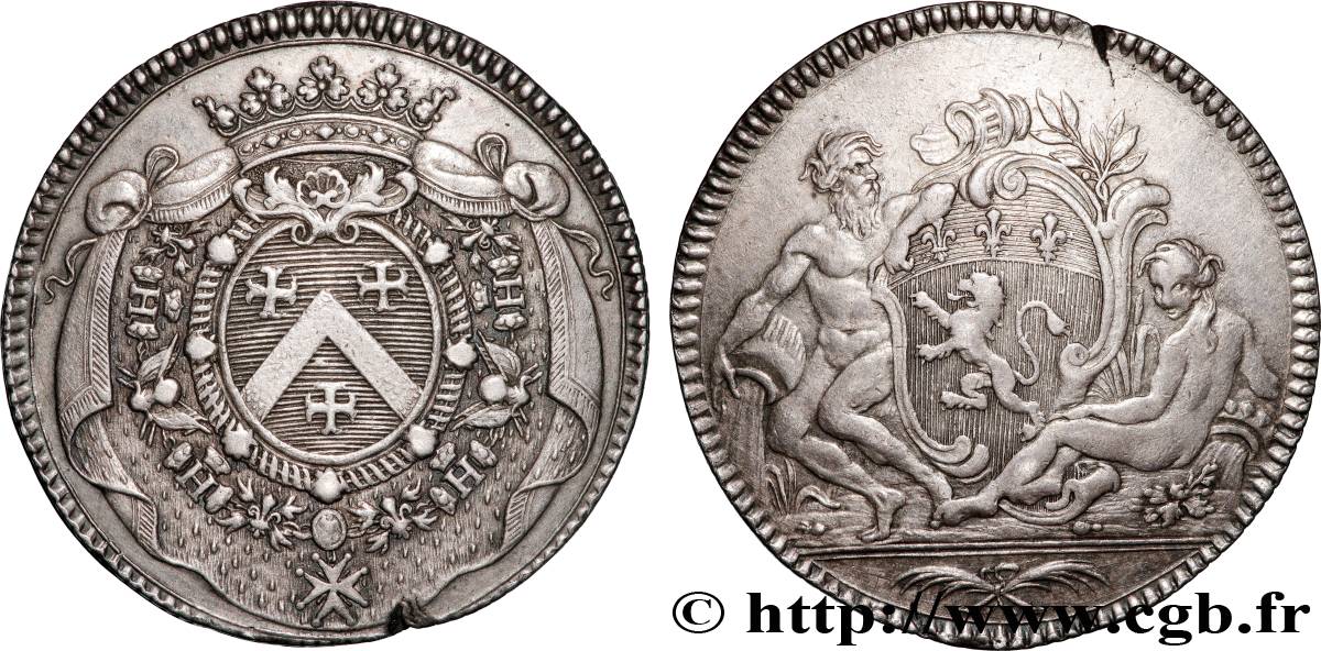  LYONNAIS (GOUVERNEURS DU...) Jeton Ar 29, Louis-François-Anne de Neufville, marquis de Villeroy puis duc de Retz XF