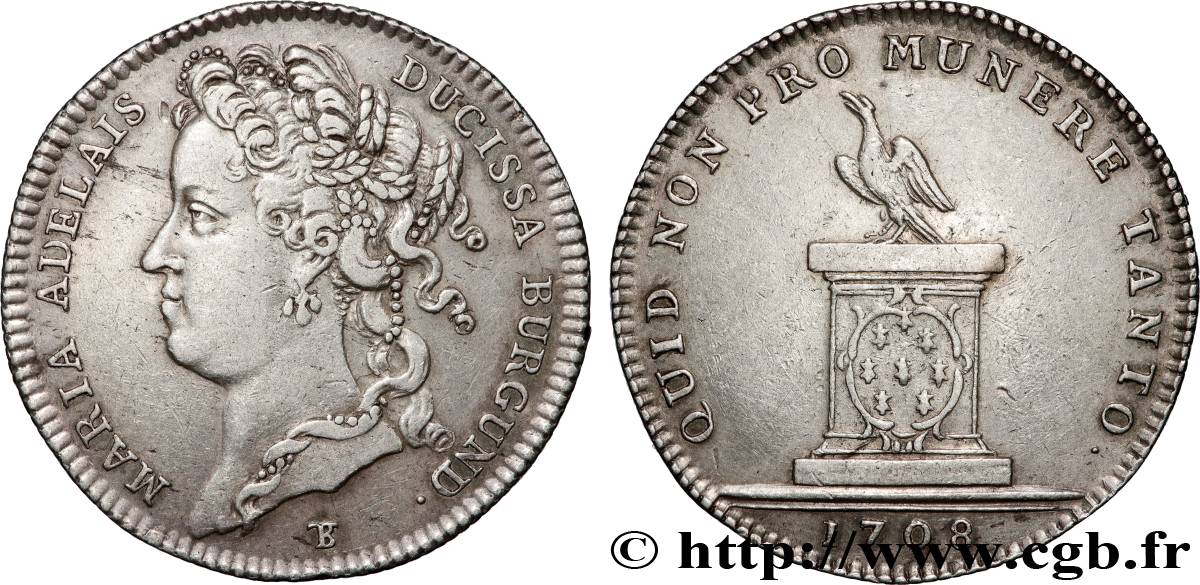 MARIE-ADÉLAÏDE DE SAVOIE, DUCHESSE DE BOURGOGNE, DAUPHINE ET MÈRE DU FUTUR LOUIS XV Jeton de la reine XF