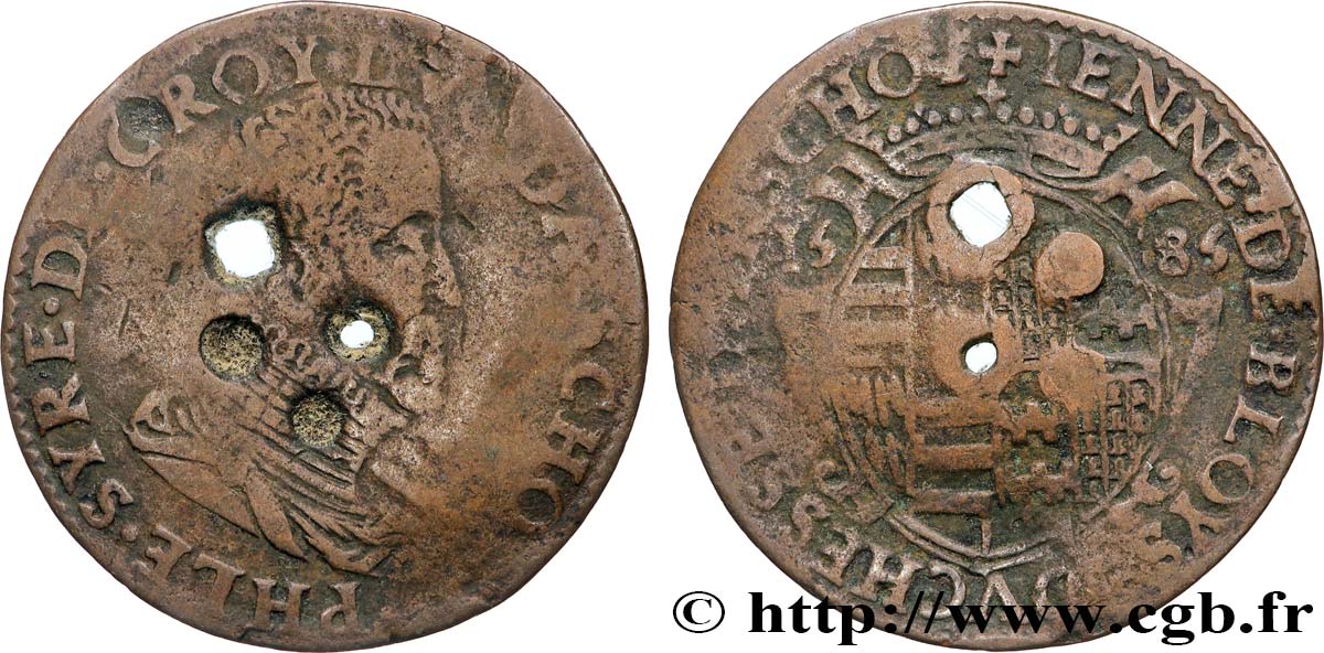 BLOIS ET LE BLAISOIS Jeton Cu 29, Philippe III de Croy et Jeanne de Blois S