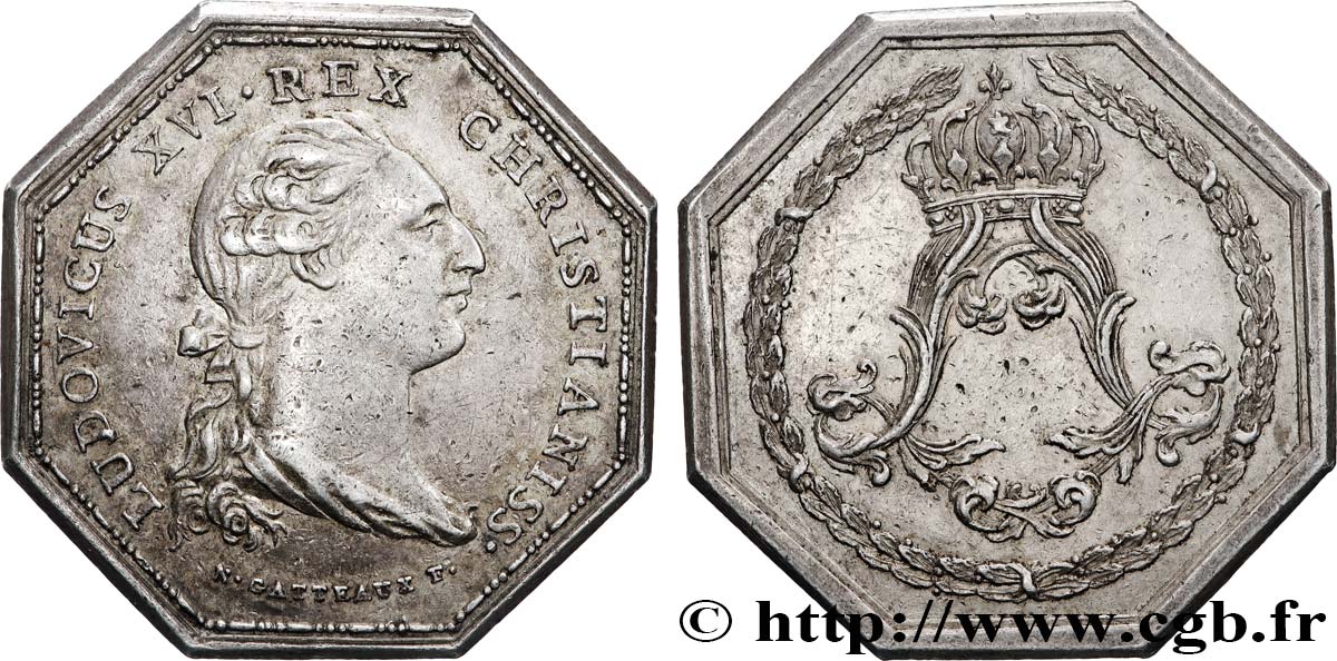 LOUIS XVI Jeton octogonal Ar 32 TTB