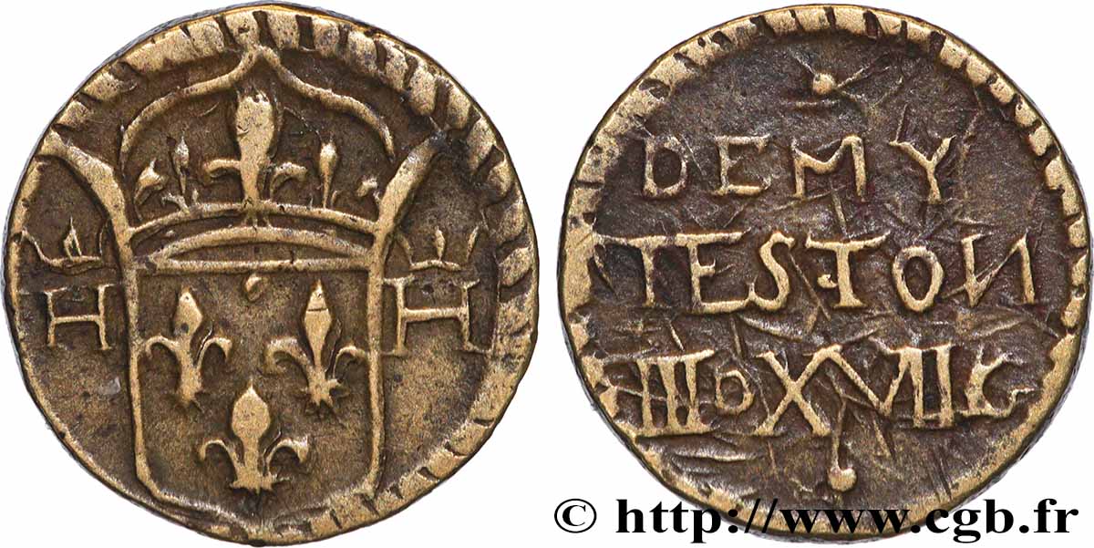LOUIS XII à HENRI III - POIDS MONÉTAIRE Poids monétaire pour le demi-teston TTB