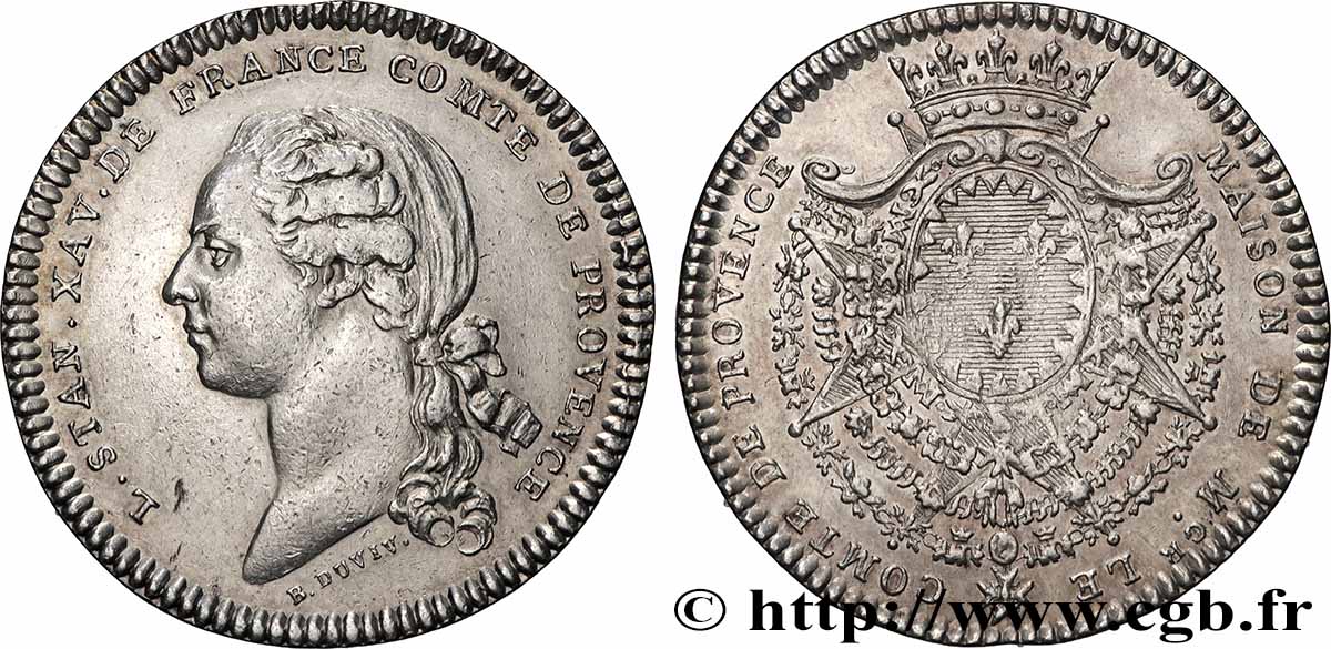 PROVENCE - NOBLESSE Jeton Ar 29, Louis Stanislas Xavier de France, comte de Provence TTB/TTB+