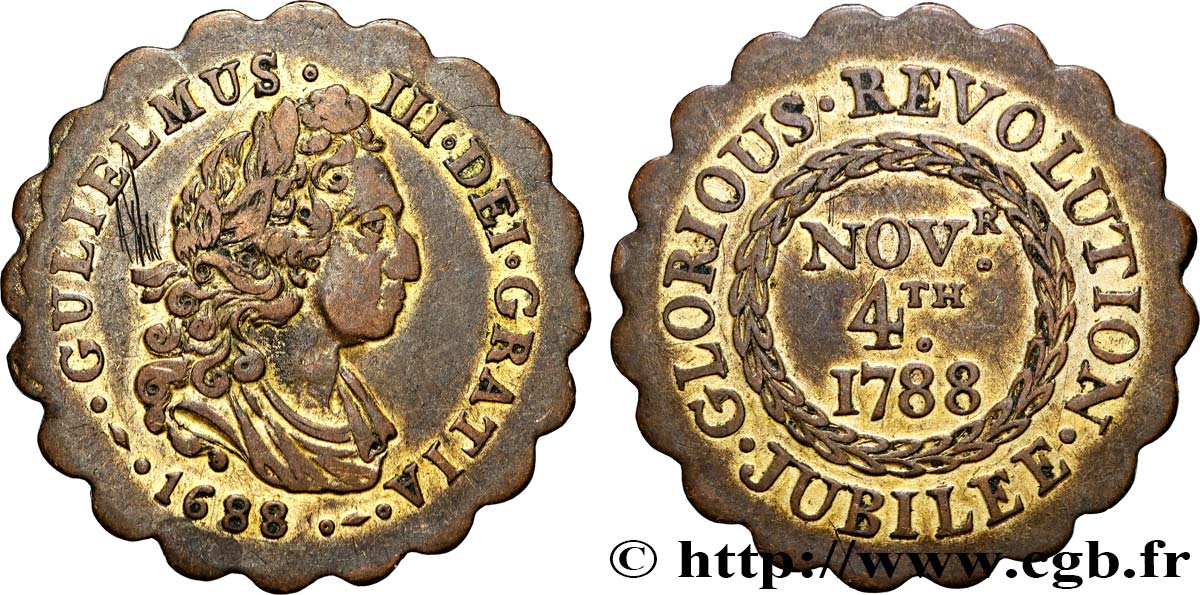ANGLETERRE - GEORGES III Centenaire de la Glorious Revolution, Guillaume III TTB