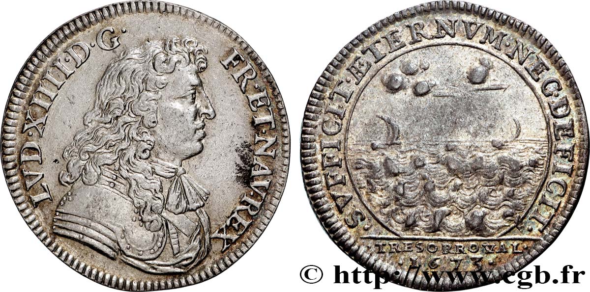 TRÉSOR ROYAL Trésor royal, émission de 1673 TTB+/TTB