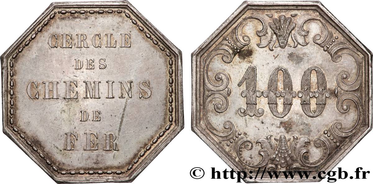 NECESSITÉ (MONNAIES ET JETONS DE... ) THEMES DIVERS Jeton de 100 francs, Cercle des Chemins de fer q.SPL