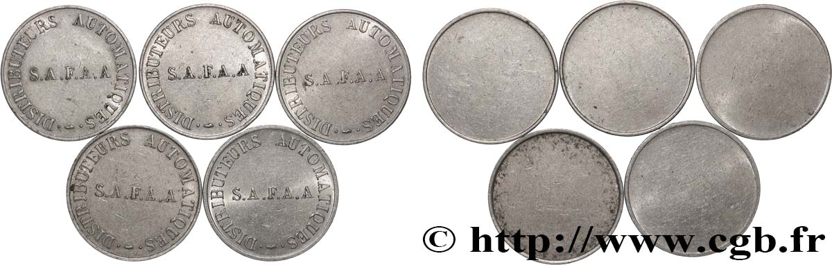 ADVERTISING TOKENS DISTRIBUTEURS AUTOMATIQUES SAFAA, lot de 5 jetons XF