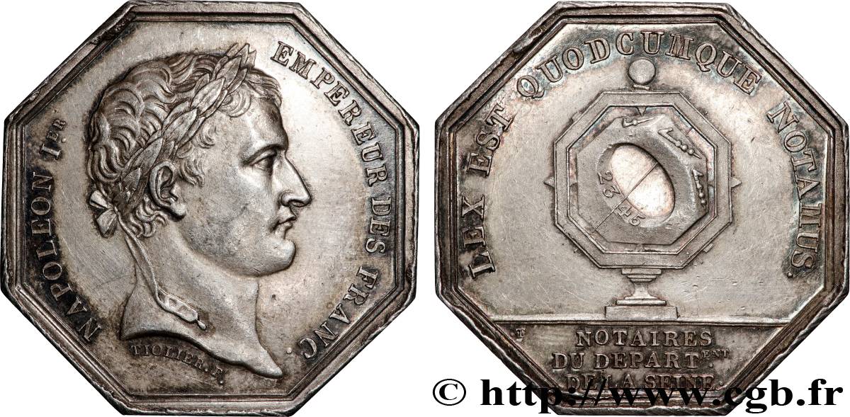 NOTAIRES DU XIXe SIECLE Notaires de Paris (Napoléon Ier), refrappe AU