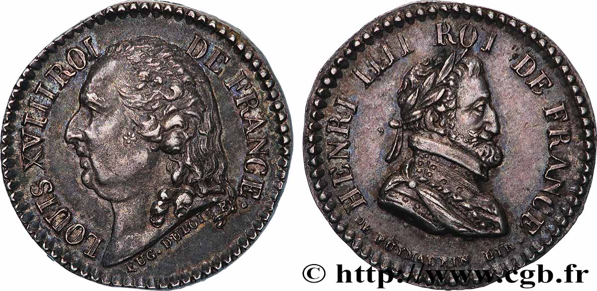 LOUIS XVIII Quinaire - Henri IV TTB+