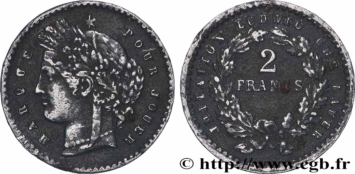 TERCERA REPUBLICA FRANCESA 2 Francs Pour Jouer MBC