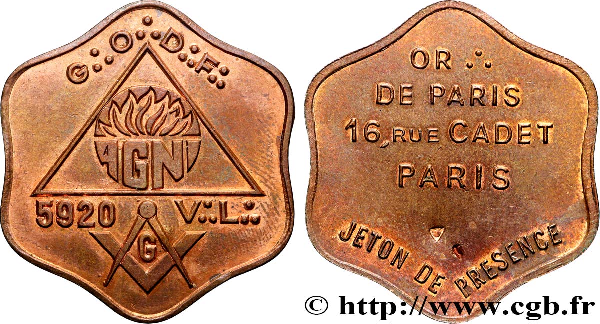FRANC-MAÇONNERIE - PARIS ORIENT DE PARIS, AGNI fVZ