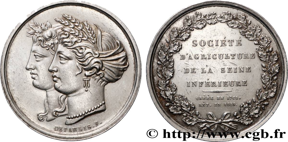 SOCIÉTÉS D&nbsp;AGRICULTURE, HORTICULTURE, PÊCHE ET CHASSE Société d’agriculture, Seine inférieure TTB+