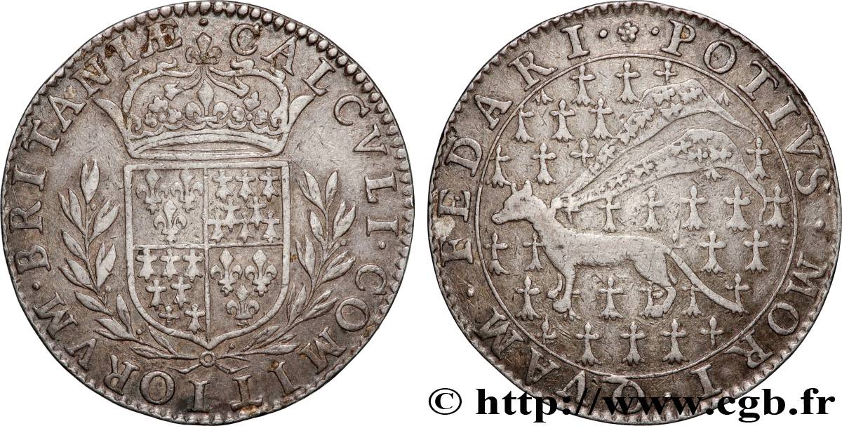 BRETAGNE (ÉTATS DE...)  États, frappe entre 1651 et 1655 TTB