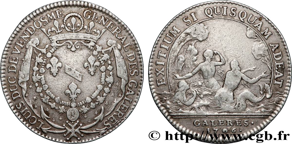 VENDÔMOIS - VENDÔME Jeton Ar 28, Louis-Joseph de Bourbon, duc de Vendôme et général des galères XF