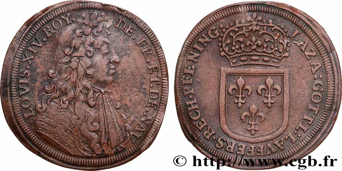 LOUIS XIV LE GRAND ou LE ROI SOLEIL Conrad Lauffers TTB+