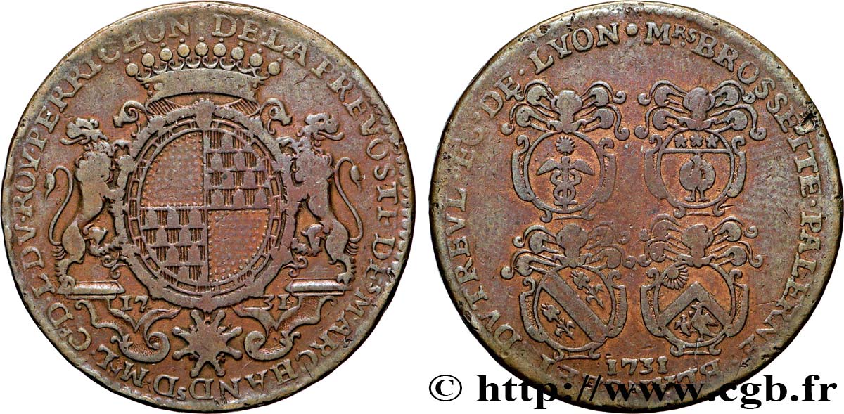 LYONNAIS - CONSULAT DE LYON Jeton Br 30, Camille Perrichon VF