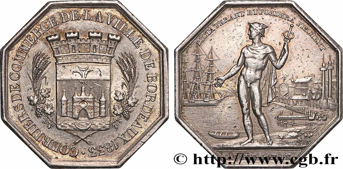 BORDEAUX (VILLE DE ) COURTIERS DE COMMERCE DE LA VILLE DE BORDEAUX, poinçon Proue TTB