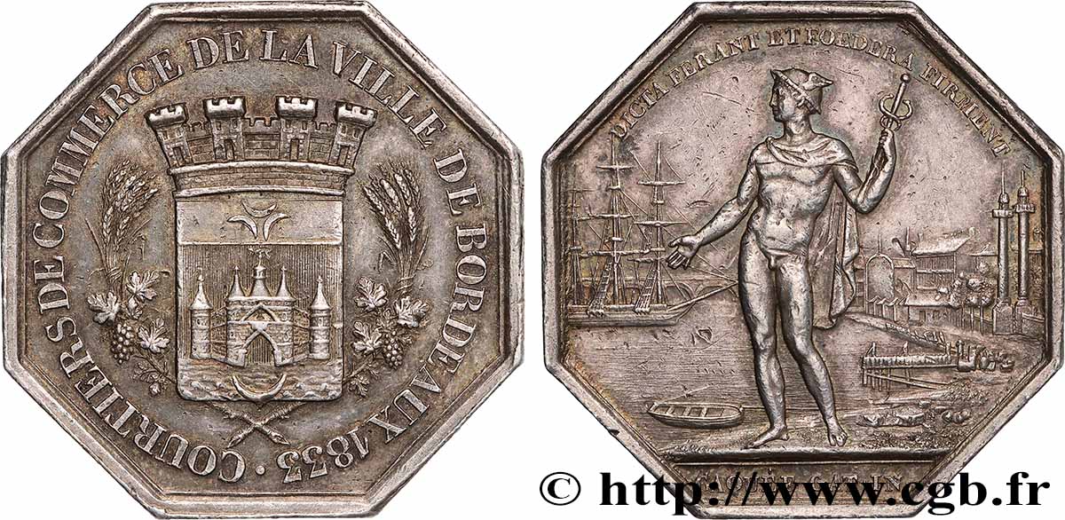 BORDEAUX (VILLE DE ) COURTIERS DE COMMERCE DE LA VILLE DE BORDEAUX, poinçon Abeille TTB+