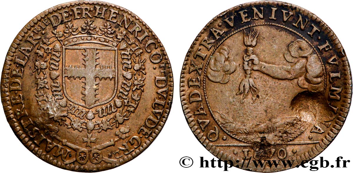 MAINE Jeton Br 25, Henri de Daillon, comte du Lude XF